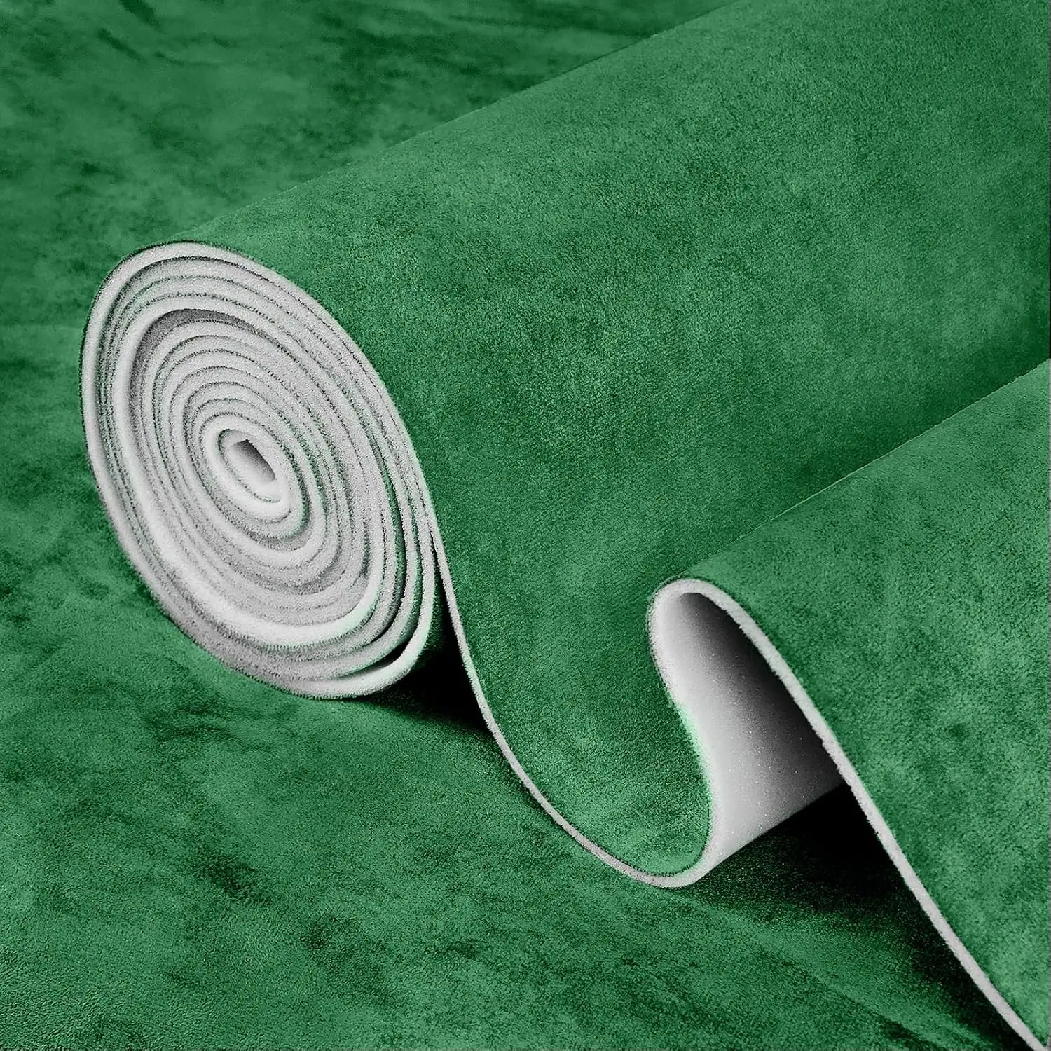 Green Suede Headliner Fabric with Foam Backing, 96" L×60" W Auto Roof Replacement Material, Suede Wrap for Car Truck Interiors