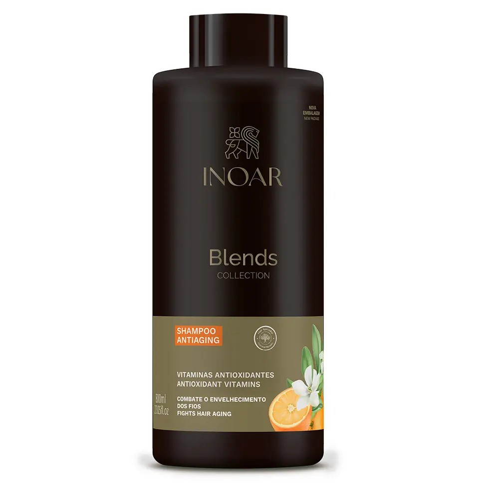 INOAR BLENDS Shampoo VEGAN 800ml with Antioxidant Vitamins for Anti-Aging Hair Care Vegan Formula Avocado Enriched Daily Haircare