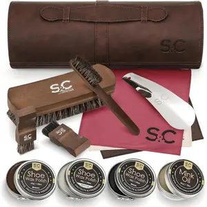 Shoe Polish & Care Kit - Leather Shoe Shine Kit for Men & Women