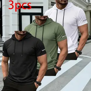 3-Pack Men’s lightweight outdoor hooded T-shirt in smooth mesh fabric—practical for morning runs and hiking Menswear Sweatshirts Tops Menswear Sweatshirts