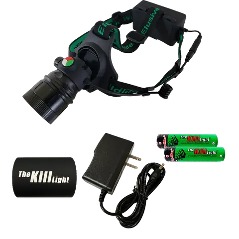 Elusive Wildlife 3 Color LED Headlamp Kit with Green Red White Adjustable Beam Zoomable Dimmable for Hunting Hiking Camping High Power Headlamps