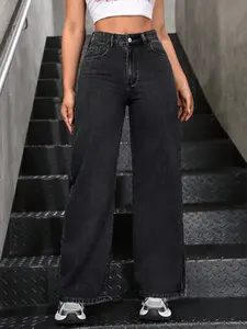 High Waist Loose Comfortable Straight Leg Denim Jeans, Trendy Street Style, Slimming and Tall Effect, Casual Fashion Pants for Women