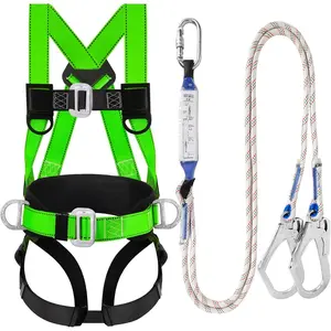 Safety Harness Fall Protection Kit - Full Body Roofing harnesses with Shock Absorbing Lanyard Upgrade Paded