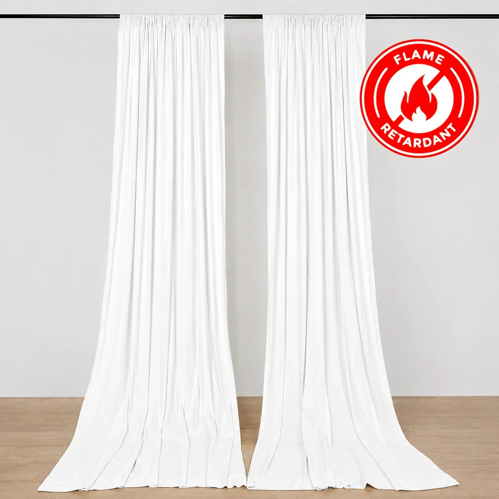 2 Pack 5ftx10ft Solid White Scuba Polyester Backdrop Drape Curtains, Durable Flame-Resistant Event Divider Panels with Rod Pockets, Wrinkle-Free Room Decor Curtain for Home Decoration, Home Textile Interior Accessories, Home Decoration Curtain