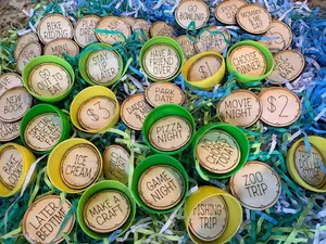 Easter Basket Egg Tokens Set of 42 | Easter Basket Stuffers | Wooden Easter Reward Coins | Egg Hunt Prizes and Rewards for Children