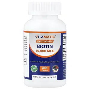 Vitamatic Biotin, Max Strength, 10,000 mcg, 365 Tablets Vitamatic Biotin, Max Strength, 10,000 mcg, 365 Tablets