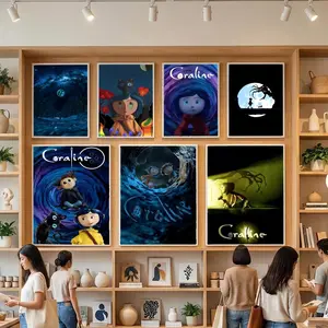 Anime Movie Coraline Poster HD Heavy-Duty Self-Stick Waterproof Wall Decor Tool-free durable Conceals wall flaws elevates style for living rooms bathrooms & kitchens