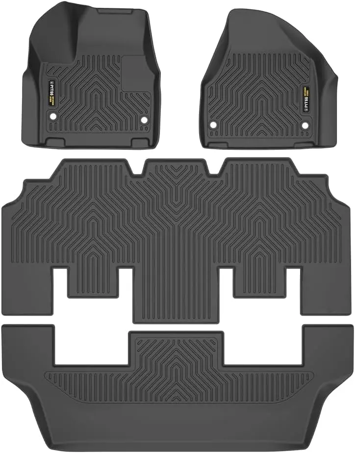 G-PLUS TPE All Weather Car Floor Liners & Cargo Liners, Vehicle-Specific Fit for Chrysler Pacifica 2017-2026 (Non-Hybrid, 7 & 8 Passenger Models), Black Interior Accessories