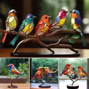 Acrylic Bird Figurine Decorative Ornament, Colorful Home Decoration Accessory, Perfect Gift Idea for Bird Lovers & Collectors, Acrylic Desktop Decoration