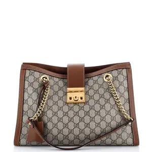 Pre-owned GUCCI Canvas Coated Tote Bags REBAG Padlock Chain Tote GG Coated Canvas with Leather Medium by Rebag