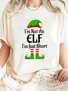 1pc Women'S Elf Graphic T-Shirt, Short Sleeve Crew
