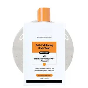 Exfoliating Body Wash Long-Lasting Clean Moisturizing Scrub, Hydrating Nourishing Lactic Acid Exfoliant, 16oz Shower Gel