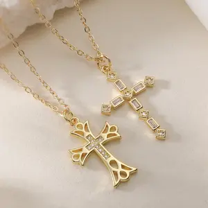 Cross Necklace, Hip Hop Gold-Tone Pendant with Crystal Cubic Accents, Women's Sports & Outdoor Accessory Jewelry