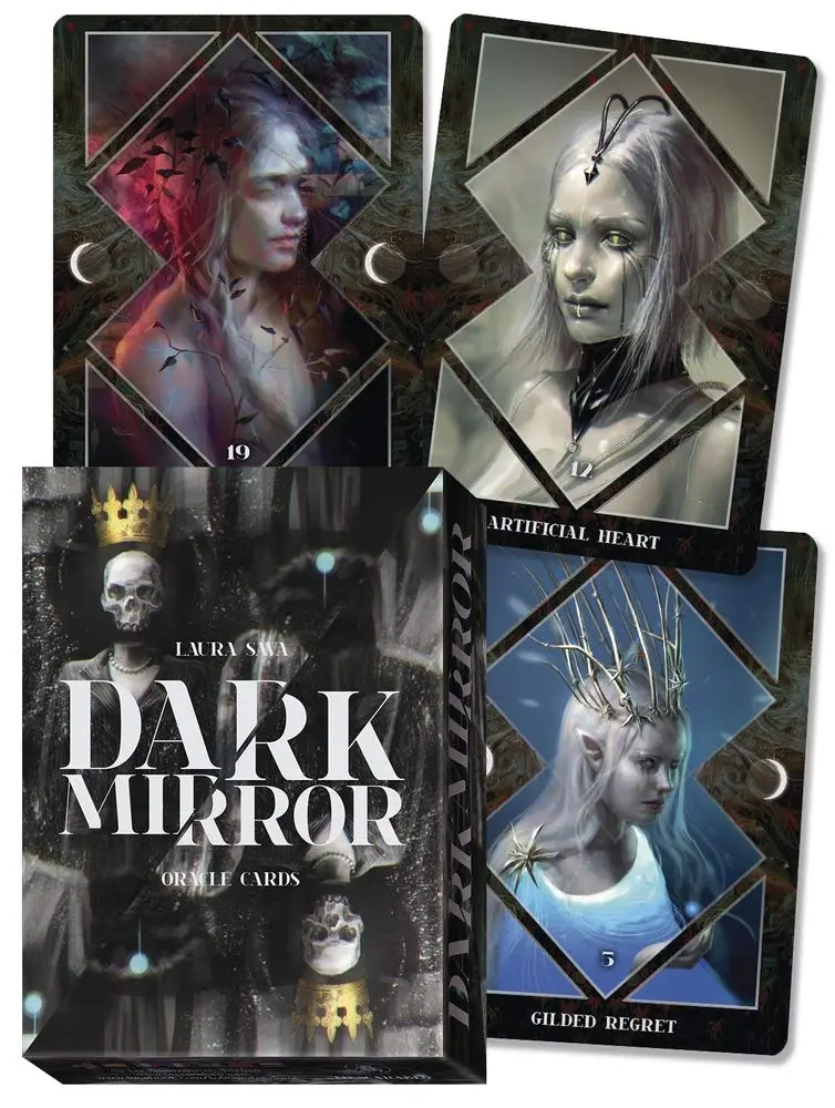 Dark Mirror Oracle Deck - Artist Laura Sava Dystopian Vision Card Game with Spanish Legend of the Cryptics Fantasy Illustrations, Collectibles for Toys & Hobbies Enthusiasts Exploring Spirituality & Darkness