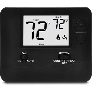 Non-Programmable Digital Thermostat for , up to 1 Heat/1 Cool with Large LCD Display, Compatible with Single Stage Electrical and Gas/Oil System, Black