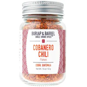 Burlap & Barrel Cobanero Chili Flakes - As Seen on Shark Tank! Smoky Heat, Fruity, Peachy Aroma - Red Powder Flakes for Spicy Dishes, Chili Powder Seasoning - 1.5oz Glass Jar