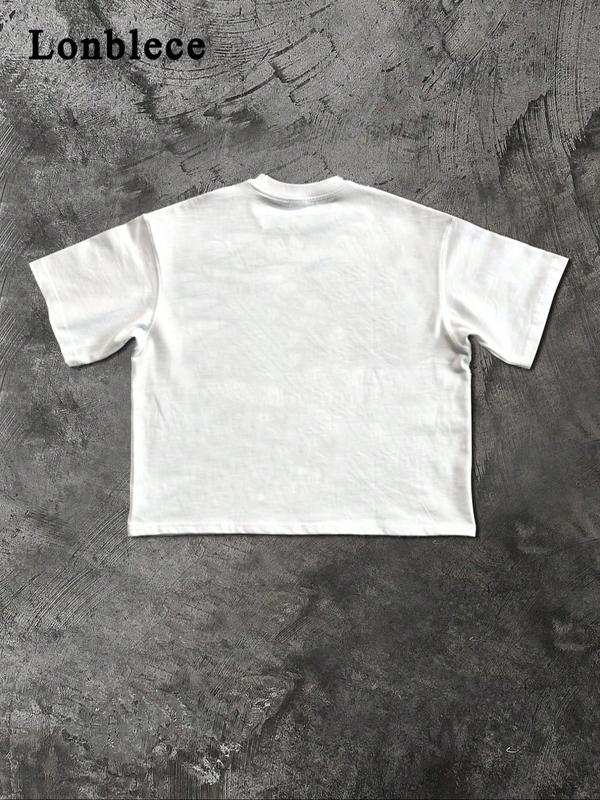Men's Short Sleeve Cotton Blend Crop Top, Unique Design for Casual Summer Wear, Street Fashion Essential for Trendsetters