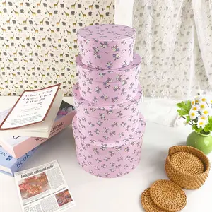 4 Piece Floral Nested Gift Box Set, Oval Gift Packaging Box, Perfect for Birthday Party, Valentine's Day, Christmas, Graduation, Mother's Day