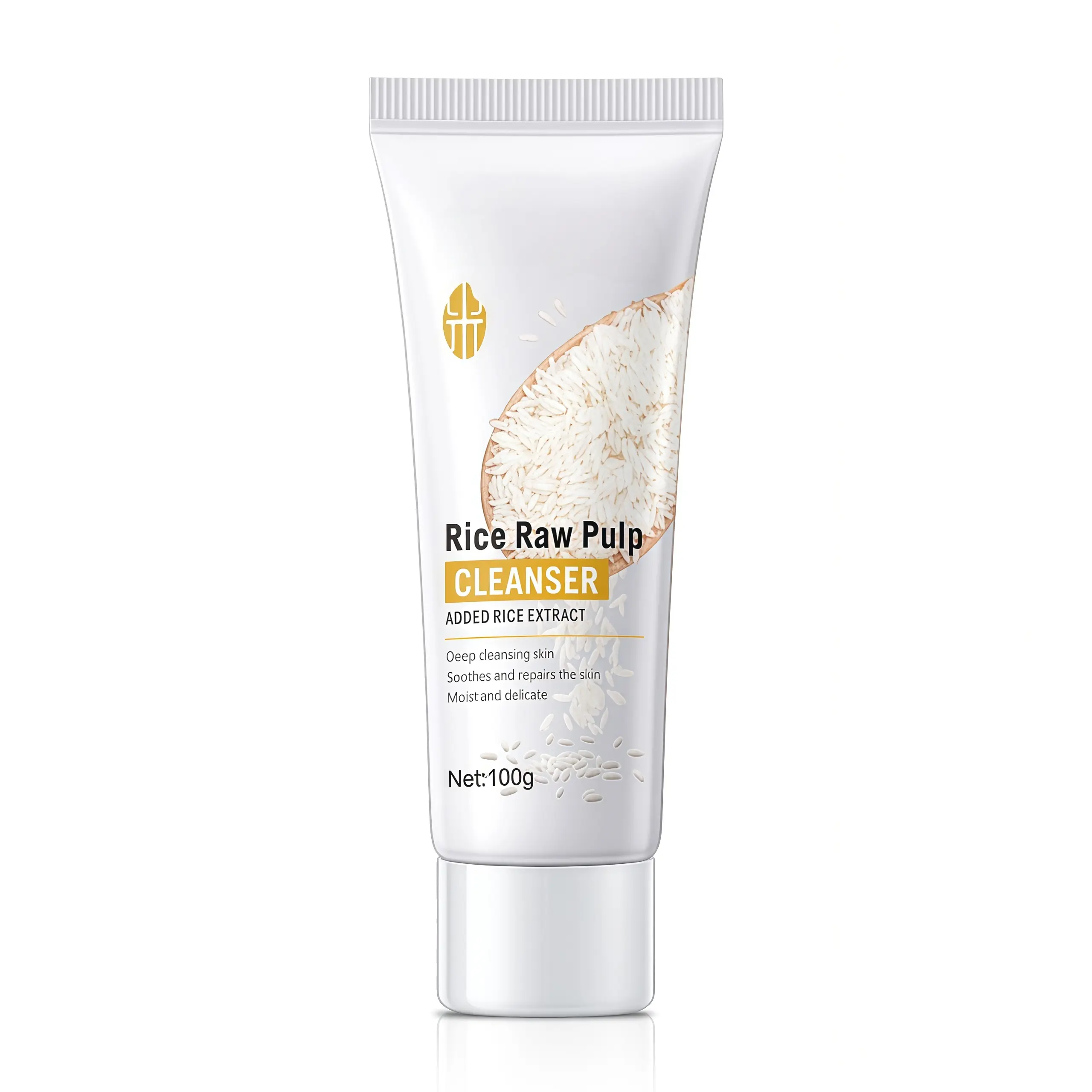Gentle Foaming Face Wash with Rice Extract, Korean Inspired Skincare, Deep Cleansing and Moisturizing Creamy Cleanser for All Skin Types, 100g