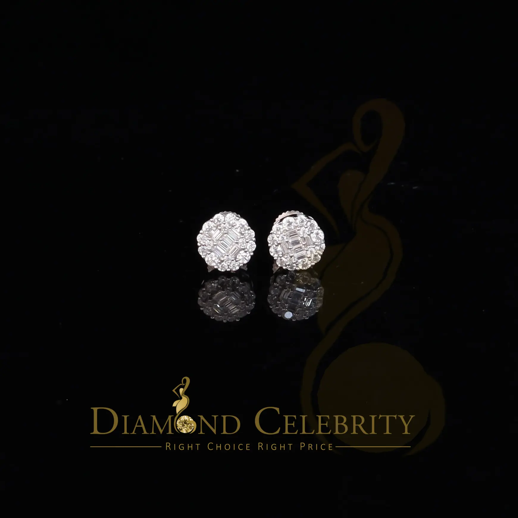 Diamond Celebrity’s White 0.74ct Sterling Silver 925 Cubic Zirconia Women’s Hip Hop Flower Earrings