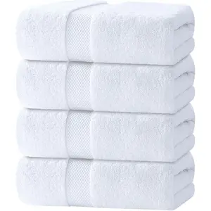 Luxury Bath Towels Set of 4 - 700 GSM Turkish Cotton Ultra Soft Highly Absorbent Quick Dry Hotel Towels for Bathroom, Plush Shower Towels, White