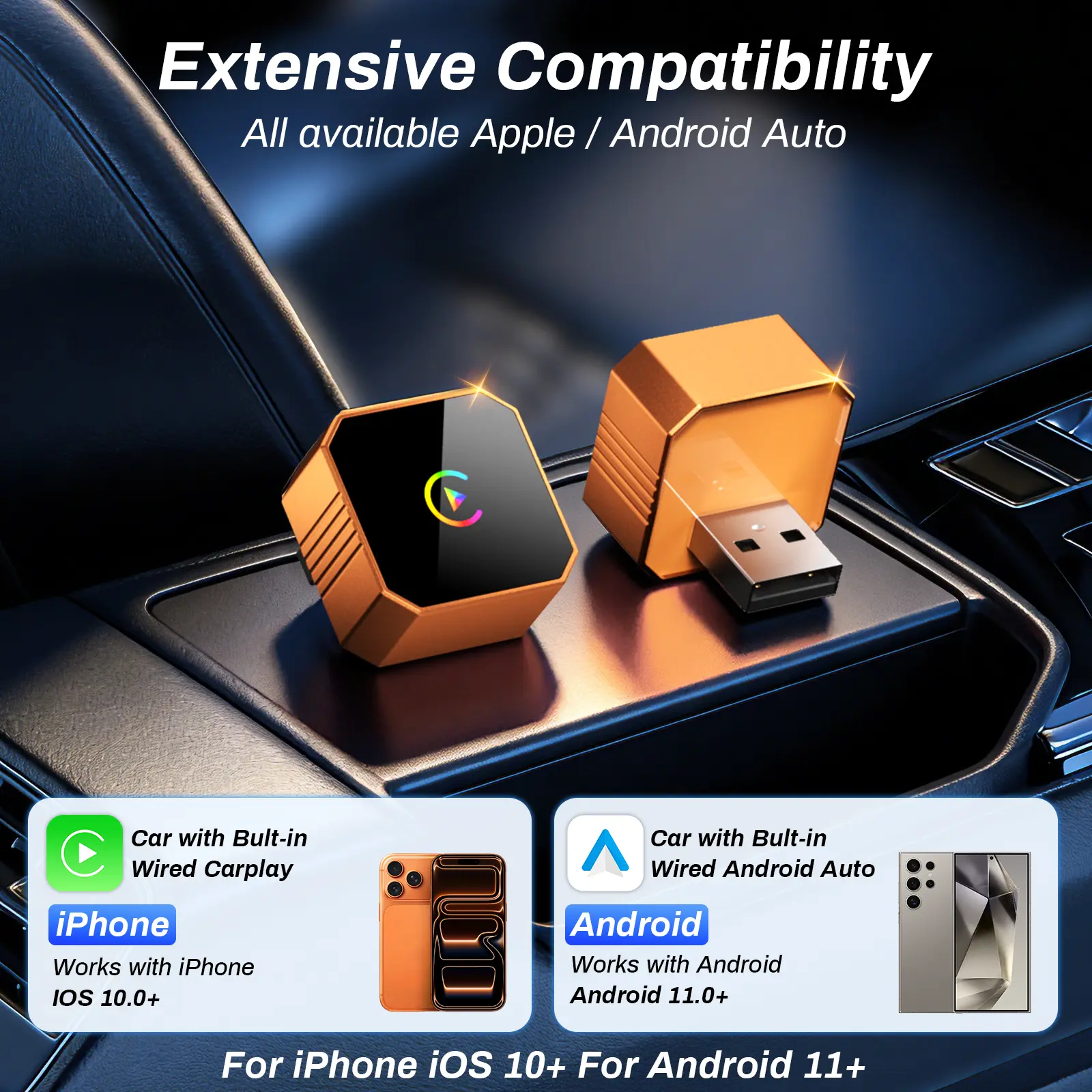 Wireless CarPlay Adapter iPhone and Android Compatibility