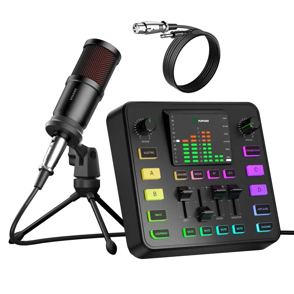 Professional Podcast & Recording Bundle – Audio Mixer with Dynamic Mic, Perfect for PC Gaming, Live Streaming & Vocal Recording