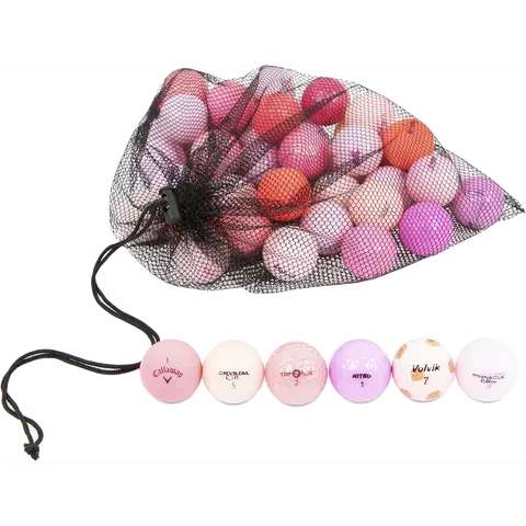 48 Pink Color Golf Ball Mesh Bag Mix - Includes Different Brands