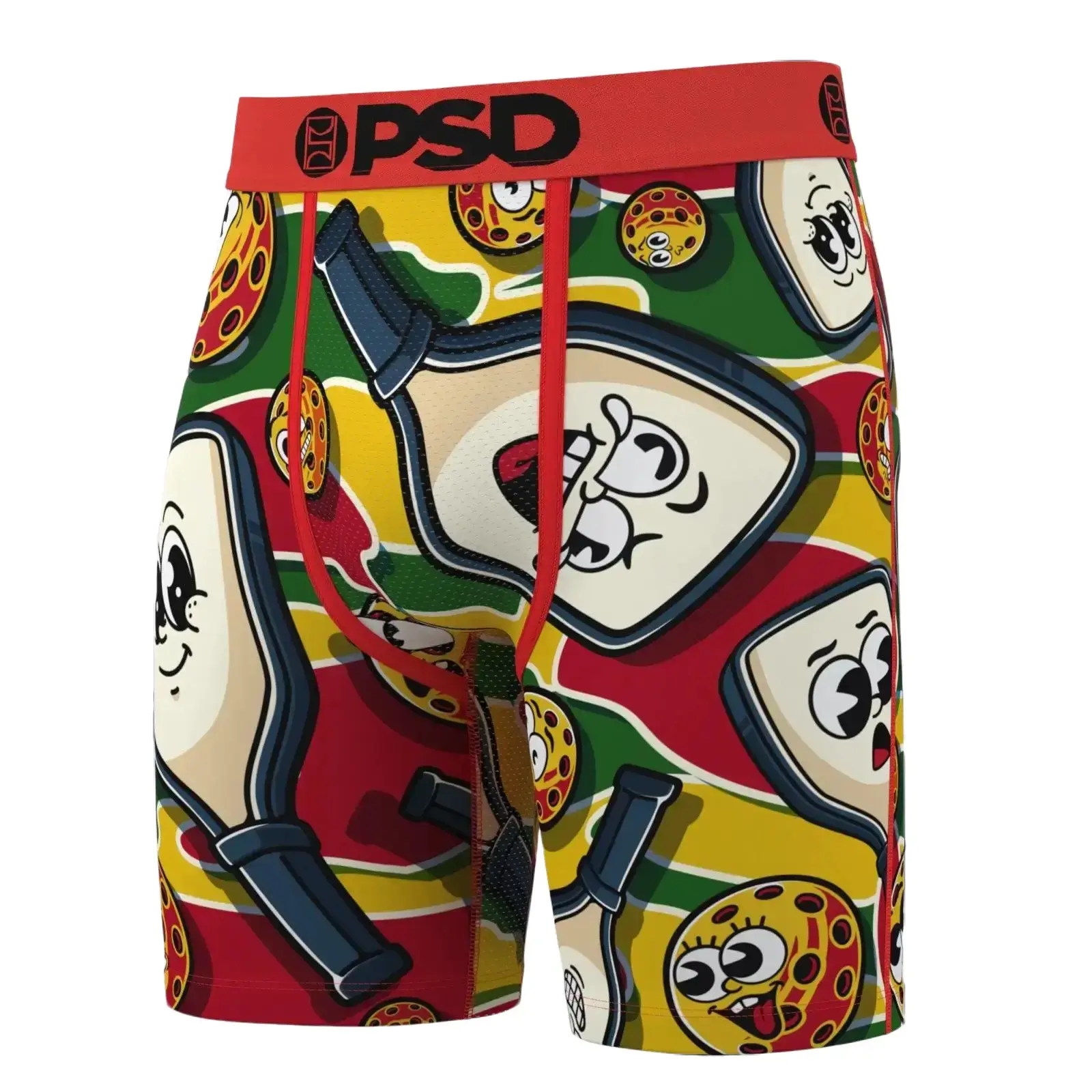 PSD Mens Pickle Madness Pickleball Boxer Brief - Standard Length 7 Inch Inseam, Soft and Breathable Poly Blend Fabric