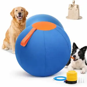 Jumbo Dog Herding Ball, Giant Inflatable Play Ball with Handle Cover & Pump for Outdoor Chase & Exercise(NOT for Aggressive Chewing)