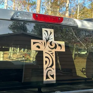 Tooled Cross Decal for Car Windows - Stylish Design, Durable Material, Easy Application