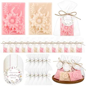 Demissle 20 Pcs Baby Shower Soap Favors Wildflowers Baby Shower in Bloom Flower Bath Soap Gift Set with White Greeting Card Handmade Gifts for Guests Decorations Supplies(Pastel Color,Stylish Style)