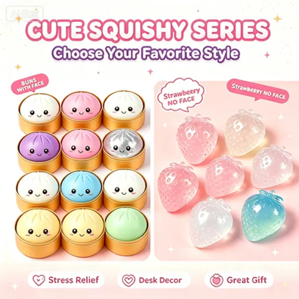 TikTok Viral Squishy Pack: Buns + Strawberry Collection