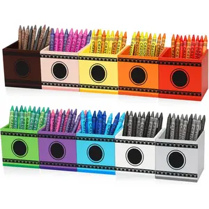 10 count Crayon Organizer Crayon Holder Wooden Colored Pen Holder Dispenser Marker Storage for  to School for Classroom School Art Supplies(3.2x 3.2x3.2in)
