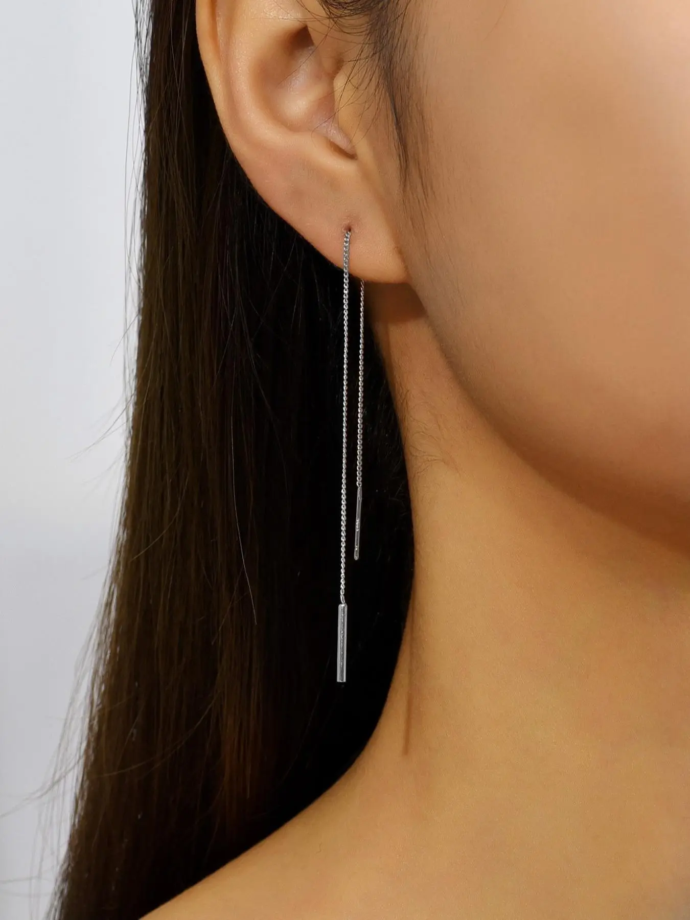 Women's Elegant Simple Bar Design Threader Earrings (1 Pair), Fashionable Threader Earrings for Women & Girls, Trendy All-match Vintage Jewelry As Birthday Gift, Fashionable Jewelry Accessories, Minimalist Earrings, Earrings For Decorative
