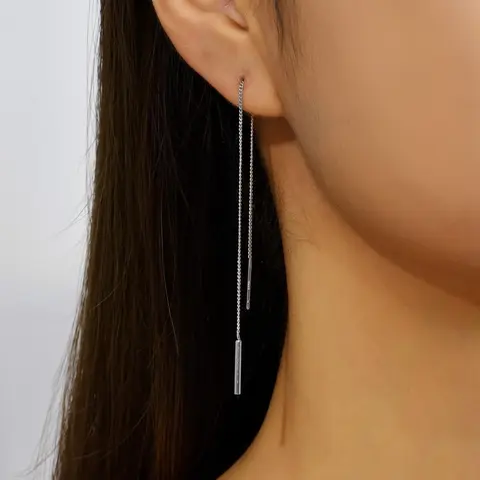 Women's Elegant Simple Bar Design Threader Earrings (1 Pair), Fashionable Threader Earrings for Women & Girls, Trendy All-match Vintage Jewelry As Birthday Gift, Fashionable Jewelry Accessories, Minimalist Earrings, Fashion Dangle Earrings
