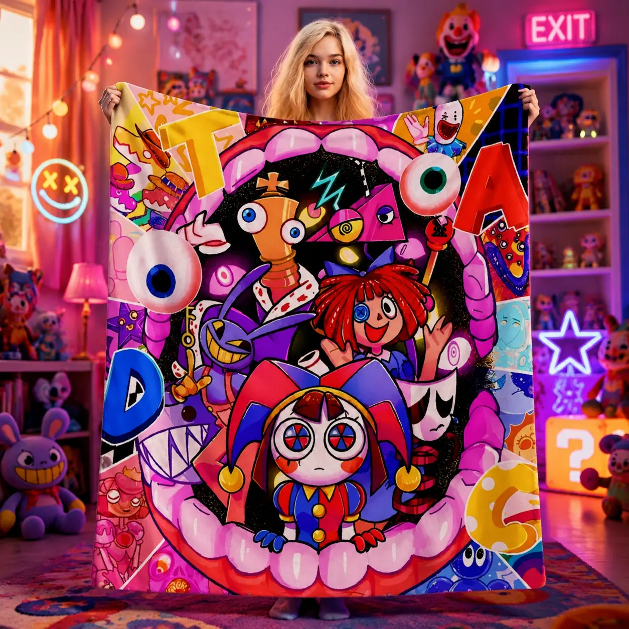 Super Warm Blanket Airplane Travel The Amazing Digital Circus Anime Throw Blanket  Flannel Bedspread For Couch Sofa Bed Cover  Warm Haven Textiles Suitable as a gift sizes 6080,3040(baby ),4050(kids),5060