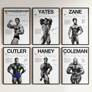 Bodybuilding Legends Poster Bundle, Gym Fitness Motivation Wall Art Aesthetic Print, Schwarzenegger Coleman Cutler Yates Haney Zane Decor, Gift for Gym Lovers, Cuadro Fitness No Framed
