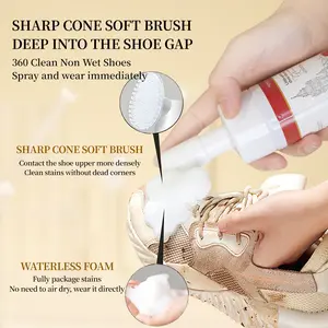 VENROCK White Shoe Cleaning Mousse | Waterless Foam Sneaker Cleaner with Built‑in Soft Brush, Stain & Yellowing Remover for All Footwear, Quick Dry No‑Wash Shoe Cleaner