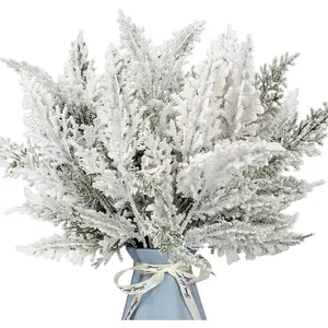 12PCS Decorative Artificial Pine Needles Branches, 12.4" Christmas Greenery Stems Green Plants, Fake Pine Sprigs, Faux Pine Leaves Picks Crafts Sprays for Xmas Tree DIY Wreaths Garlands Home Decoration