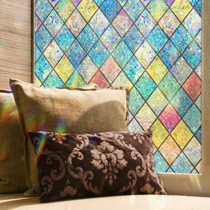 1pc 3D Rainbow Geometric Removable Window Sticker, Light Blocking UV Protection Privacy Film, Window Privacy Films, Static Cling Glass Decal for Doors Windows