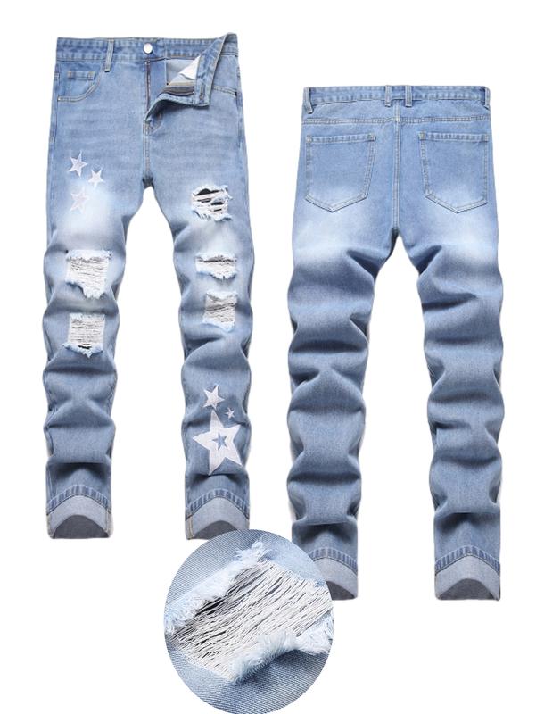 Christmas Gifts Men's Slim Fit Fashion Jeans In Three Colors - Casual Street Style Ripped Jeans - Comfortable And Stylish Trousers - Suitable For Everyday Wear - (Sizes 28-38) Men's Hip-Hop Style.