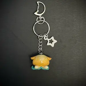 Anime Hat Jellyfish Keychain with Clip Featuring Moon and Star Charms Unique Design