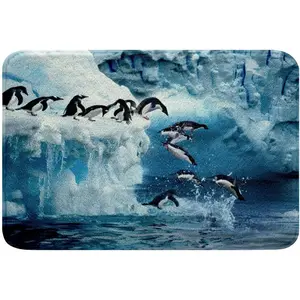 Penguin Luxury Decoration Bathroom Rug,Bath Mat,16"(W) x 24"(L),3D Polar Animal Soft Shaggy Shower Rug,Non-Slip Absorbent Plush Floor Mat