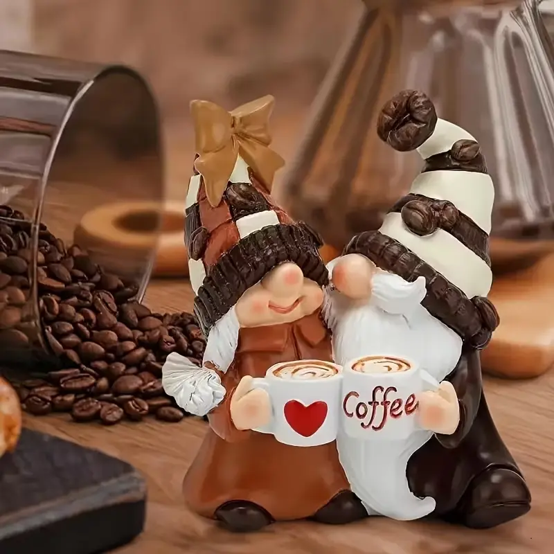 Charming Coffee Fairy Couple Figurine, Resin Christmas Valentine Decor, Home Ornament, Table Centerpiece, Perfect for Living Room Office Desk, Holiday Gift Idea