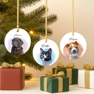 Custom Pet Ornament Personalized Dog Ornament Memorial Keepsake Dog Remembrance Gift Ceramic Sublimation Pet Portrait Ornament Pet Lover Gift