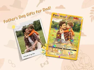 Custom Father's Day Pokemon Card – Personalized Gamer Dad Gift, Pokémon-Inspired Keepsake Card, Photo Card for Dad, Gift for Geeky Dads