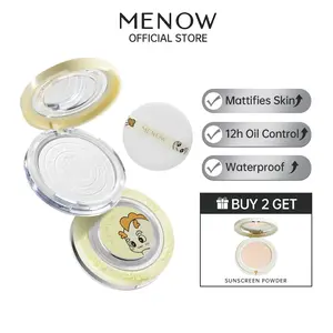 MENOW Oil control Soft Focus Powder,  12H oil control, longlasting, Waterproof, Sweatproof,  Minimize pores, suitable for both dry and oily skin, creating a flawless, matte finish(Includes a puff; buy 2 get a free sunscreen compact)
