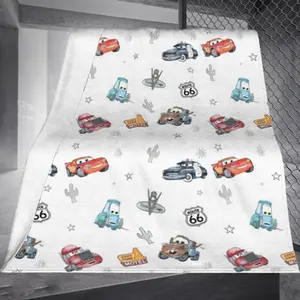 Cartoon Car Pattern Kids Throw Blanket, Cute Vehicle Print Soft Flannel Blanket for Boys, Cozy Lightweight Plush Blanket for Bed Couch Travel, Fun Gift for Kids All Season summervibes
