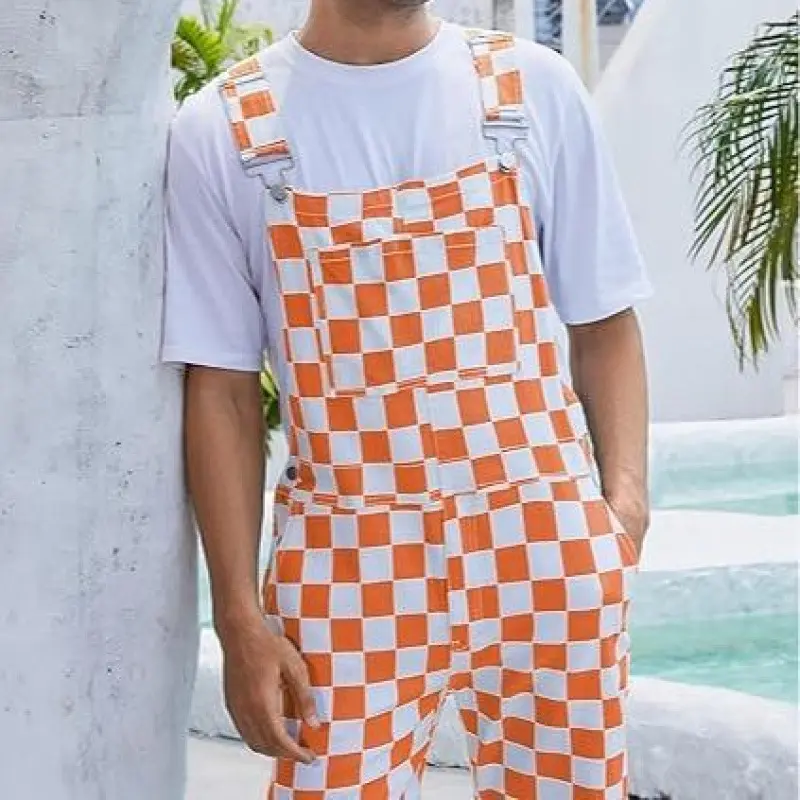 Men Orange Checkered